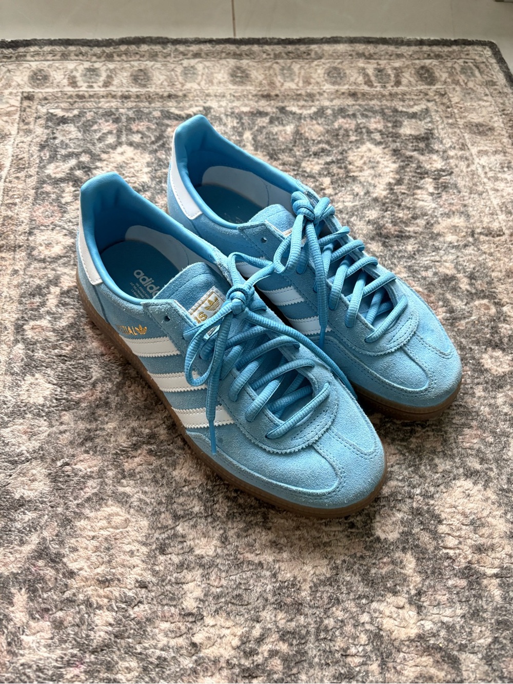adidas Suede Sneakers in Sky Blue and White